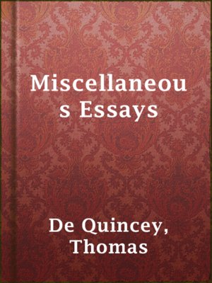 cover image of Miscellaneous Essays
